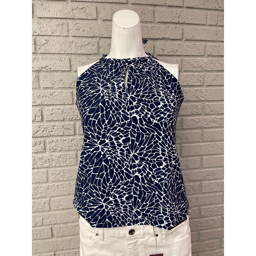 Haley &The Hound Navy White Halter Top Size S